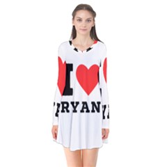 I Love Ryan Long Sleeve V-neck Flare Dress by ilovewhateva