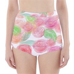 Roses-50 High-waisted Bikini Bottoms by nateshop