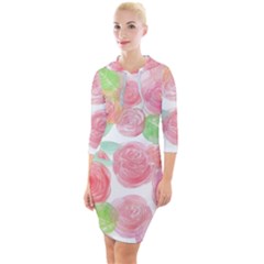 Roses-50 Quarter Sleeve Hood Bodycon Dress by nateshop