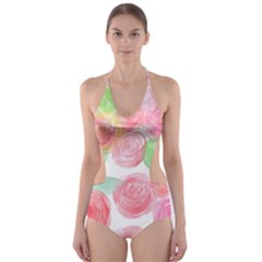 Roses-50 Cut-out One Piece Swimsuit by nateshop