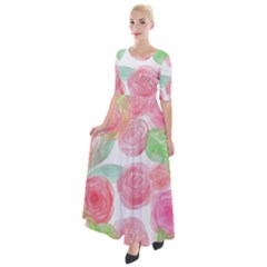 Roses-50 Half Sleeves Maxi Dress by nateshop