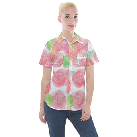 Roses-50 Women s Short Sleeve Pocket Shirt by nateshop