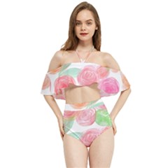 Roses-50 Halter Flowy Bikini Set  by nateshop