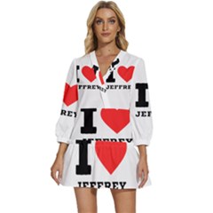 I Love Jeffrey V-neck Placket Mini Dress by ilovewhateva