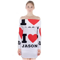 I Love Jason Long Sleeve Off Shoulder Dress by ilovewhateva