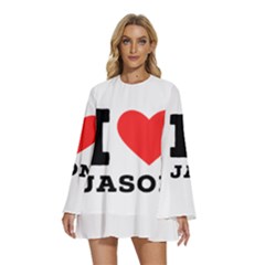 I Love Jason Round Neck Long Sleeve Bohemian Style Chiffon Mini Dress by ilovewhateva