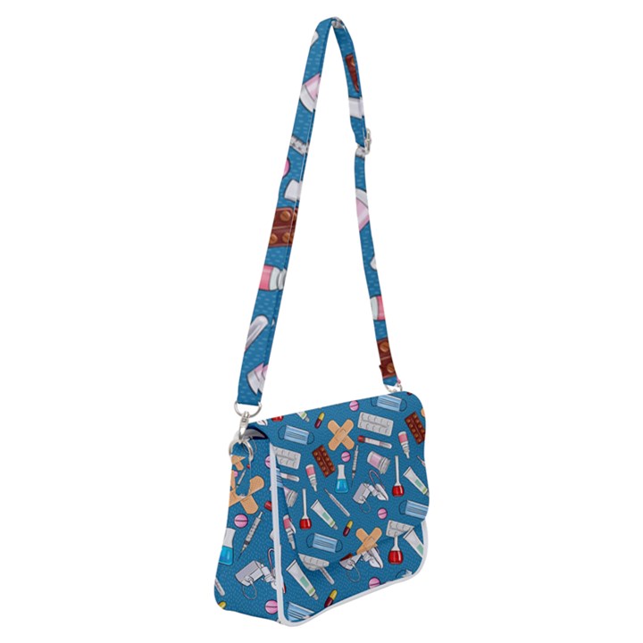 Medicine Pattern Shoulder Bag with Back Zipper