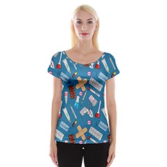 Medicine Pattern Cap Sleeve Top by SychEva