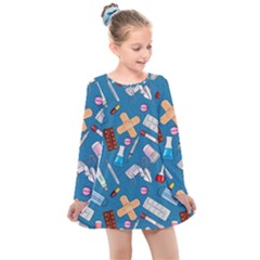 Medicine Pattern Kids  Long Sleeve Dress by SychEva