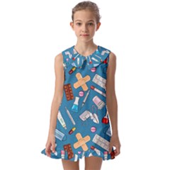 Medicine Pattern Kids  Pilgrim Collar Ruffle Hem Dress by SychEva