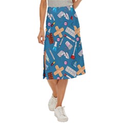 Medicine Pattern Midi Panel Skirt by SychEva