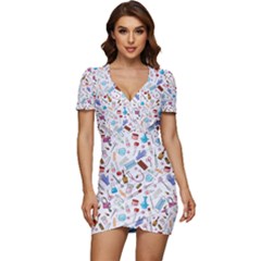 Medical Low Cut Cap Sleeve Mini Dress by SychEva