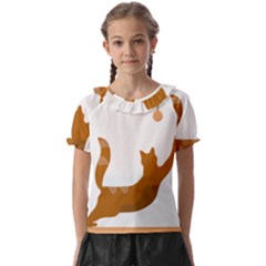 Animal Cat Pet Feline Mammal Kids  Frill Chiffon Blouse by Semog4