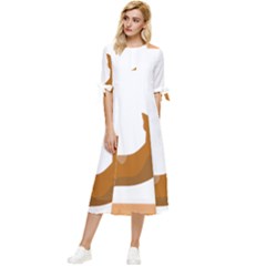 Animal Cat Pet Feline Mammal Bow Sleeve Chiffon Midi Dress by Semog4