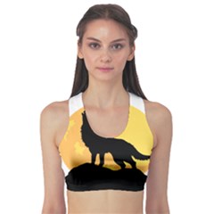 Wolf Wild Animal Night Moon Sports Bra by Semog4