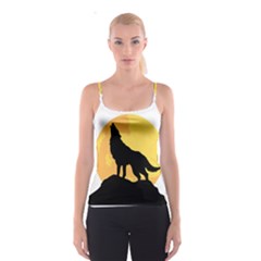 Wolf Wild Animal Night Moon Spaghetti Strap Top by Semog4