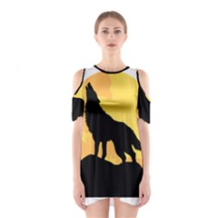 Wolf Wild Animal Night Moon Shoulder Cutout One Piece Dress by Semog4