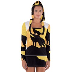 Wolf Wild Animal Night Moon Long Sleeve Hooded T-shirt by Semog4