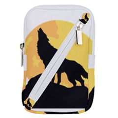 Wolf Wild Animal Night Moon Belt Pouch Bag (small) by Semog4