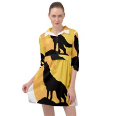 Wolf Wild Animal Night Moon Mini Skater Shirt Dress by Semog4