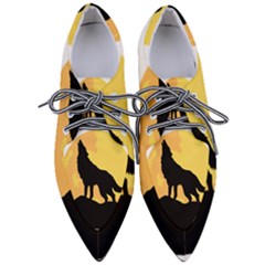 Wolf Wild Animal Night Moon Pointed Oxford Shoes by Semog4