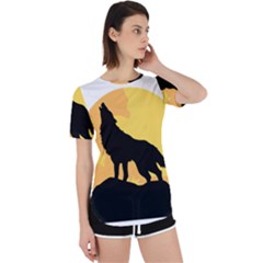 Wolf Wild Animal Night Moon Perpetual Short Sleeve T-shirt by Semog4