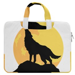 Wolf Wild Animal Night Moon Macbook Pro 16  Double Pocket Laptop Bag  by Semog4