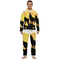 Wolf Wild Animal Night Moon Men s Long Sleeve Velvet Pocket Pajamas Set by Semog4