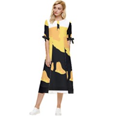 Wolf Wild Animal Night Moon Bow Sleeve Chiffon Midi Dress by Semog4