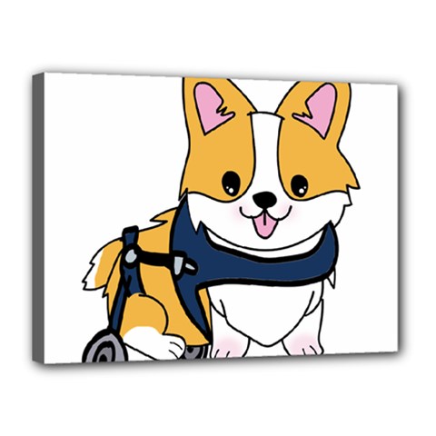 Puppy Cartoon Corgi Canvas 16  X 12  (stretched) by Semog4