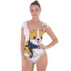 Puppy Cartoon Corgi Short Sleeve Leotard  by Semog4