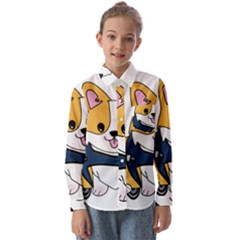 Puppy Cartoon Corgi Kids  Long Sleeve Shirt by Semog4