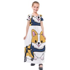 Puppy Cartoon Corgi Kids  Short Sleeve Maxi Dress by Semog4