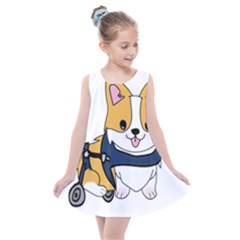 Puppy Cartoon Corgi Kids  Summer Dress by Semog4