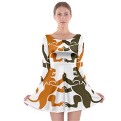 Lions Animals Wild Cats Long Sleeve Skater Dress by Semog4