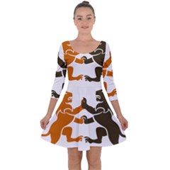 Lions Animals Wild Cats Quarter Sleeve Skater Dress by Semog4