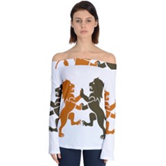 Lions Animals Wild Cats Off Shoulder Long Sleeve Top by Semog4