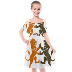 Lions Animals Wild Cats Kids  Cut Out Shoulders Chiffon Dress by Semog4