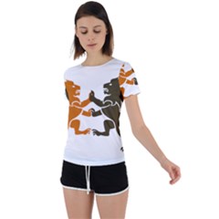 Lions Animals Wild Cats Back Circle Cutout Sports Tee by Semog4