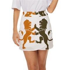 Lions Animals Wild Cats Mini Front Wrap Skirt by Semog4