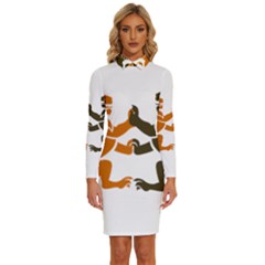 Lions Animals Wild Cats Long Sleeve Shirt Collar Bodycon Dress by Semog4