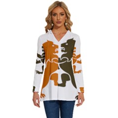 Lions Animals Wild Cats Long Sleeve Drawstring Hooded Top by Semog4