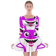 Purple Shark Fish Long Sleeve Skater Dress by Semog4