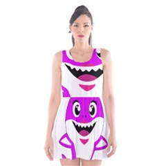 Purple Shark Fish Scoop Neck Skater Dress by Semog4