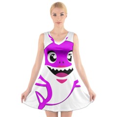 Purple Shark Fish V-neck Sleeveless Dress by Semog4