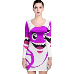 Purple Shark Fish Long Sleeve Velvet Bodycon Dress by Semog4