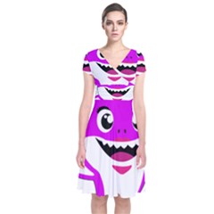 Purple Shark Fish Short Sleeve Front Wrap Dress by Semog4