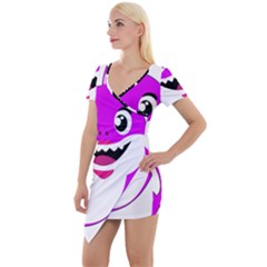 Purple Shark Fish Short Sleeve Asymmetric Mini Dress by Semog4