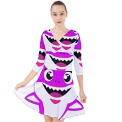 Purple Shark Fish Quarter Sleeve Front Wrap Dress by Semog4