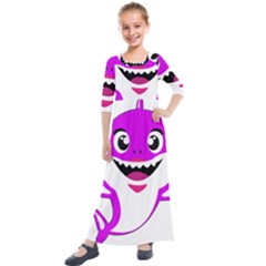 Purple Shark Fish Kids  Quarter Sleeve Maxi Dress by Semog4